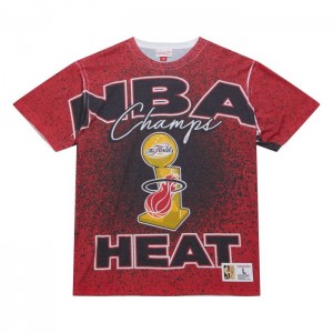 Tops Mitchell & Ness Champ City Sublimated SS Tee Miami Heat Hombre | 6518DWNXP