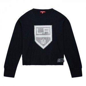 Tops Mitchell & Ness Glitter Crop Crewneck Los Angeles Kings Mujer | 7194XKEUB