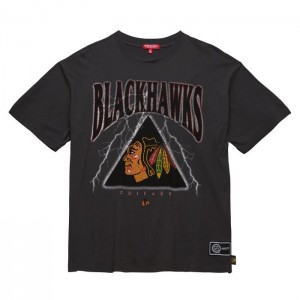 Tops Mitchell & Ness Logo Boyfriend Tee Chicago Blackhawks Mujer | 7281AYTZW