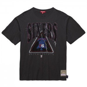 Tops Mitchell & Ness Logo Boyfriend Tee Philadelphia 76ers Mujer | 4971MUFAQ