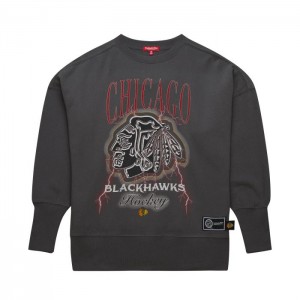 Tops Mitchell & Ness Logo Ligeros Crew 4.0 Chicago Blackhawks Mujer | 3056DKWHM