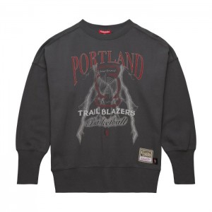 Tops Mitchell & Ness Logo Ligeros Crew 4.0 Portland Trail Blazers Mujer | 4970FVTGA