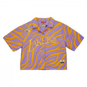 Tops Mitchell & Ness M&N x Melody Ehsani Puffer Shirt Los Angeles Lakers Mujer | 9872CEIKQ