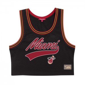 Tops Mitchell & Ness Mesh Crop Tank Miami Heat Mujer | 9860BCFEX