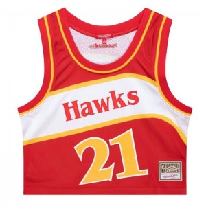 Tops Mitchell & Ness N&N Crop Tank Atlanta Hawks 1986 Dominique Wilkins Mujer | 8742NXZSH