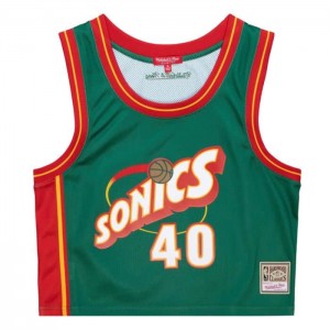Tops Mitchell & Ness N&N Crop Tank Seattle Supersonics 1995 Shawn Kemp Mujer | 1687OHZXU