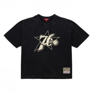 Tops Mitchell & Ness SS Boxy Crop Tee Philadelphia 76ers Mujer | 0672TWFYX