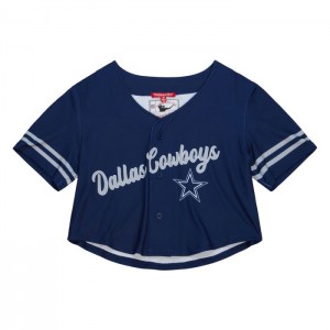 Tops Mitchell & Ness SS Button Crop Dallas Cowboys Mujer | 3648ZFLVH