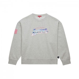 Tops Mitchell & Ness Stateside Pastel Logo Ligeros Crew Los Angeles Lakers Mujer | 1697AXRID