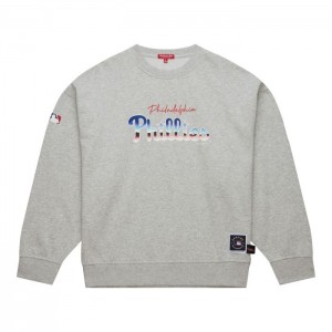 Tops Mitchell & Ness Stateside Pastel Logo Ligeros Crew Philadelphia Phillies Mujer | 2819PFIDL