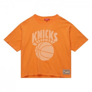 Tops Mitchell & Ness Tonal Boxy Crop Tee New York Knicks Mujer | 6089GCHPB